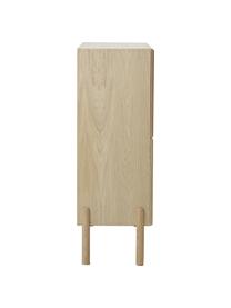 Eichenholz-Highboard Jolie mit Wiener Geflecht, Korpus: Mitteldichte Holzfaserpla, Beine: Eichenholz, massiv, Eichenholz, Beige, B 106 x H 127 cm