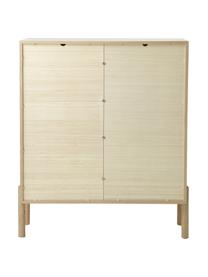 Eichenholz-Highboard Jolie mit Wiener Geflecht, Korpus: Mitteldichte Holzfaserpla, Beine: Eichenholz, massiv, Eichenholz, Beige, B 106 x H 127 cm