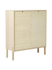Eichenholz-Highboard Jolie mit Wiener Geflecht, Korpus: Mitteldichte Holzfaserpla, Beine: Eichenholz, massiv, Eichenholz, Beige, B 106 x H 127 cm