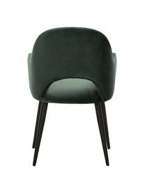 Krzesło z podłokietnikami z aksamitu Rachel, Tapicerka: aksamit (wysokiej jakości, Nogi: metal malowany proszkowo, Ciemnozielony aksamit, S 56 x G 70 cm