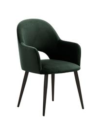 Sametová židle s područkami Rachel, Tmavě zelená, Š 55 cm, H 65 cm