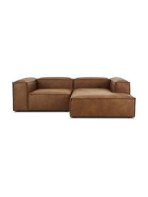Canapé d'angle modulaire cuir recyclé Lennon, Cuir brun, larg. 238 x prof. 180 cm, méridienne à droite