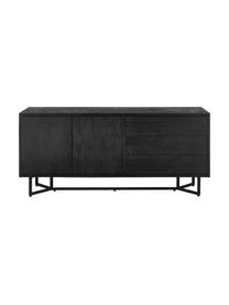 Schwarzes Sideboard Luca mit Türen aus Massivholz, Korpus: Massives Mangoholz, gebür, Gestell: Metall, pulverbeschichtet, Schwarz, B 160 x H 70 cm