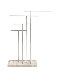 Schmuckhalter Terri aus Marmor, Halter: Metall, beschichtet, Ablage: Marmor, Beige, marmoriert, Silberfarben, B 33 x H 43 cm