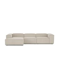 Narożna sofa modułowa ze sztruksu Lennon, Tapicerka: sztruks (92% poliester, 8, Stelaż: lite drewno sosnowe z cer, Nogi: tworzywo sztuczne Materia, Beżowy sztruks, S 327 x G 180 cm, lewostronna