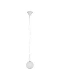Kleine hanglamp Cafe van opaalglas, Lampenkap: opaalglas, Decoratie: metaal, Baldakijn: kunststof, Wit, zilverkleurig, Ø 30  x H 44 cm