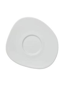 Piattino in porcellana con bordo dalla forma organica Organic, Porcellana dura, Bianco, Lung. 18 x Larg. 16 cm