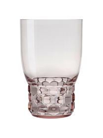 Bicchieri acqua con motivo strutturato Jellies 4 pz, Plastica, Rosa chiaro, trasparente, Ø 9 x Alt. 13 cm, 460 ml