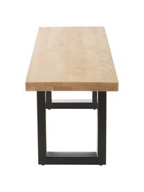 Sitzbank Oliver aus Eichenholz, Sitzfläche: Wildeichenlamellen, massi, Beine: Metall, pulverbeschichtet, Wildeiche, Schwarz, B 140 x H 45 cm