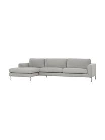 Ecksofa Cucita (4-Sitzer) mit Metall-Füßen, Bezug: Webstoff (Polyester) Der , Gestell: Massives Kiefernholz, FSC, Füße: Metall, lackiert, Webstoff Hellgrau, B 302 x T 163 cm, Eckteil links