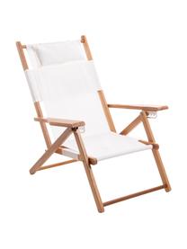 Inklapbare ligstoel Tommy in wit, Zitvlak: 50% katoen, 50% polyester, Frame: hout, Licht hout, wit, B 66 x H 87 cm