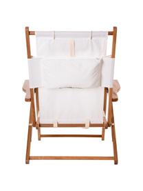 Tumbona plegable Tommy, Asiento: 50% poliéster, 50% algodó, Estructura: madera de teca, Madera de teca, blanco, An 66 x Al 87 cm