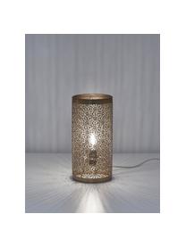 Kleine Boho-Tischlampe Hermine aus Metall, Lampenschirm: Messing, Messingfarben, matt, Ø 14 x H 28 cm
