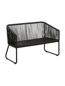 Garten-Sitzbank Moa mit Kunststoff-Geflecht, Sitzfläche: Polyethylen-Geflecht, Gestell: Metall, pulverbeschichtet, Schwarz, B 118 x T 64 cm