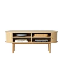 Credenza bassa con fronte scanalato Calary, Gambe: legno massiccio di querci, Legno di quercia, Larg. 138 x Alt. 55 cm