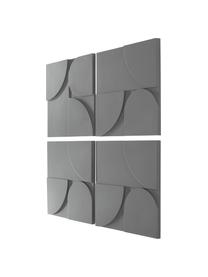 Lot de sculptures murales Massimo, 4 élém., MDF, Gris, larg. 80 x haut. 80 cm