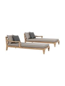 Gartenliegen Bali, 2 Stück, Gestell: Teakholz, FSC-zertifizier, Teakholz, Beige, Dunkelgrau, L 206 x B 87 cm