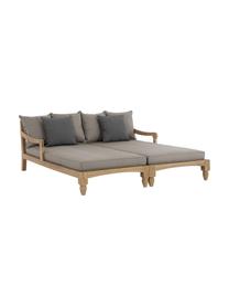 Gartenliegen Bali, 2 Stück, Gestell: Teakholz, FSC-zertifizier, Teakholz, Beige, Dunkelgrau, L 206 x B 87 cm