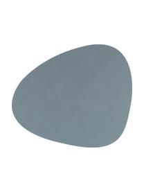 Asymmetrische leren placemats Curve, 4 stuks, Leer, rubber, Lichtblauw, B 44 x L 37 cm