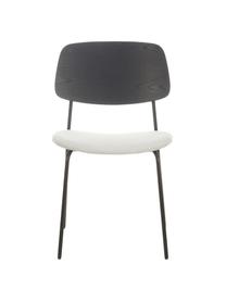 Chaise en bois avec assise rembourrée Nadja, 2 pièces, Tissu blanc crème, noir, larg. 51 x prof. 52 cm