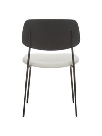 Chaise en bois avec assise rembourrée Nadja, 2 pièces, Tissu blanc crème, noir, larg. 51 x prof. 52 cm