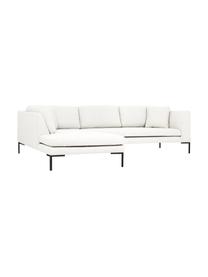 Ecksofa Emma mit Metall-Füßen, Bezug: Polyester 100.000 Scheuer, Gestell: Massives Kiefernholz, FSC, Füße: Metall, pulverbeschichtet, Webstoff Cremeweiß, B 302 x T 220 cm, Eckteil links