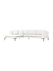 Ecksofa Emma mit Metall-Füßen, Bezug: Polyester 100.000 Scheuer, Gestell: Massives Kiefernholz, FSC, Füße: Metall, pulverbeschichtet, Webstoff Cremeweiß, B 302 x T 220 cm, Eckteil links
