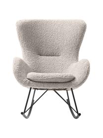 Teddy schommelstoel Wing met metalen poten, Bekleding: polyester (teddyvacht) Me, Frame: gegalvaniseerd metaal, Teddy grijs, zwart, B 77 x H 109 cm