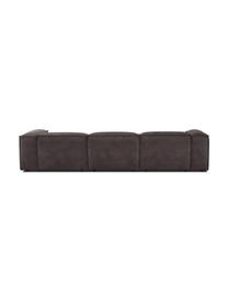 Canapé modulaire en cuir recyclé brun-gris Lennon, Cuir brun-gris, larg. 327 x prof. 180 cm, méridienne à gauche