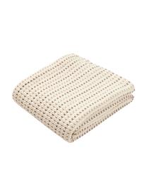 Koc z bawełny Kimber, 100% bawełna, Kremowobiały, odcienie brązowego, S 130 x D 170 cm