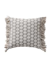 Coussin intérieur-extérieur en PET recyclé Morty, 100 % polyester (PET recyclé), Gris, beige, larg. 40 x long. 40 cm
