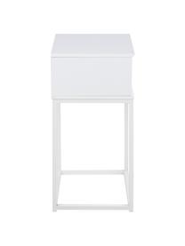 Comodino con cassetto Mitra, Pannello di fibra a media densità (MDF) laccato, metallo verniciato a polvere, Bianco, Larg. 40 x Alt. 62 cm