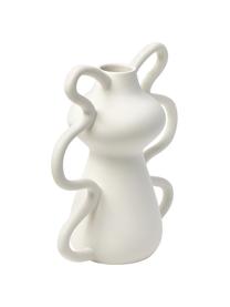 Design-Vase Luvi in organischer Form, Steingut, Weiß, Ø 6 x H 32 cm