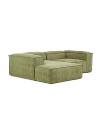 Sofá rinconera modular de pana Lennon, Tapizado: pana (92% poliéster, 8% p, Estructura: madera de pino maciza, ma, Patas: plástico, Pana verde, An 238 x F 180 cm, chaise longue derecha