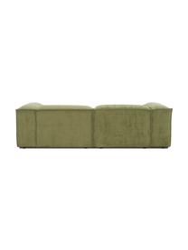 Sofá rinconera modular de pana Lennon, Tapizado: pana (92% poliéster, 8% p, Estructura: madera de pino maciza, ma, Patas: plástico, Pana verde, An 238 x F 180 cm, chaise longue derecha