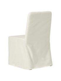 Sedia imbottita con rivestimento bianco crema Russell, Gambe: legno di frassino, Struttura: metallo, Bianco, Larg. 47 x Alt. 86 cm