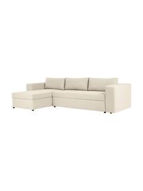 Sofa rozkładana z miejscem do przechowywania Noah, Tapicerka: poliester Dzięki tkaninie, Nogi: tworzywo sztuczne, Beżowa tkanina, S 343 x G 180 cm, lewostronna