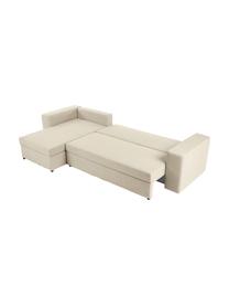 Sofa rozkładana z miejscem do przechowywania Noah, Tapicerka: poliester Dzięki tkaninie, Nogi: tworzywo sztuczne, Beżowa tkanina, S 343 x G 180 cm, lewostronna