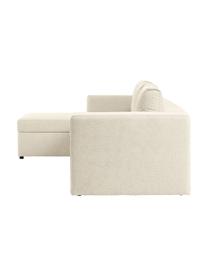 Sofa rozkładana z miejscem do przechowywania Noah, Tapicerka: poliester Dzięki tkaninie, Nogi: tworzywo sztuczne, Beżowa tkanina, S 343 x G 180 cm, lewostronna