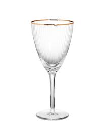 Bicchiere vino con bordo dorato Golden Twenties 4 pz, Vetro, Trasparente, Ø 9 x Alt. 22 cm