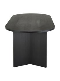 Mesa de comedor ovalada de madera Toni, Tablero de fibras de densidad media (MDF) chapado en madera de roble pintado, Madera pintada en negro, An 200 x F 90 cm