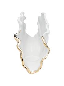 Jarrón de cerámica Ginkgo Elegance, Cerámica esmaltada, Blanco, dorado, An 26 x Al 18 cm