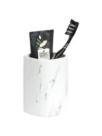 Tandenborstelbeker Marble van keramiek, Keramiek, Wit, gemarmerd, B 8 x H 11 cm
