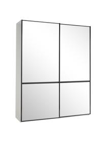 Schwebetürenschrank Montreal, 2-türig, Korpus: Holzwerkstoff, lackiert, Leisten: Metall, beschichtet, Spiegelglas, B 200 x H 217 cm