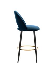 Sgabello cucina in velluto Rachel, Rivestimento: velluto (rivestimento in , Gambe: metallo verniciato a polv, Velluto blu scuro, Larg, 48 x Alt. 110 cm