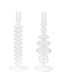 Kerzenhalter Clea, 2er-Set, Glas, Transparent, Set mit verschiedenen Größen