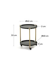 Carrello di servizio rotondo Maj, Metallo, Nero ottonato, Ø 42 x Alt. 53 cm