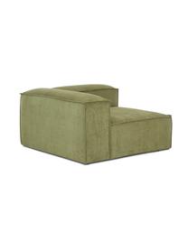 Eckmodul Lennon aus Cord, Bezug: Cord (92% Polyester, 8% P, Gestell: Massives Kiefernholz, FSC, Füße: Kunststoff, Cord Grün, B 119 x T 119 cm, Eckteil links