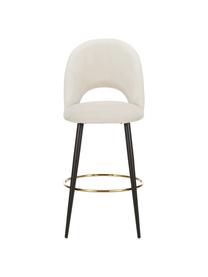 Krzesło barowe z aksamitu Rachel, Tapicerka: aksamit (wysokiej jakości, Nogi: metal malowany proszkowo, Kremowobiały aksamit, S 48 x W 110 cm