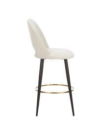 Krzesło barowe z aksamitu Rachel, Tapicerka: aksamit (wysokiej jakości, Nogi: metal malowany proszkowo, Kremowobiały aksamit, S 48 x W 110 cm